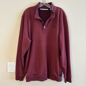Travis Mathew Quarter Pull Over Button Front X Large Burgundy Heather Sweatshirt